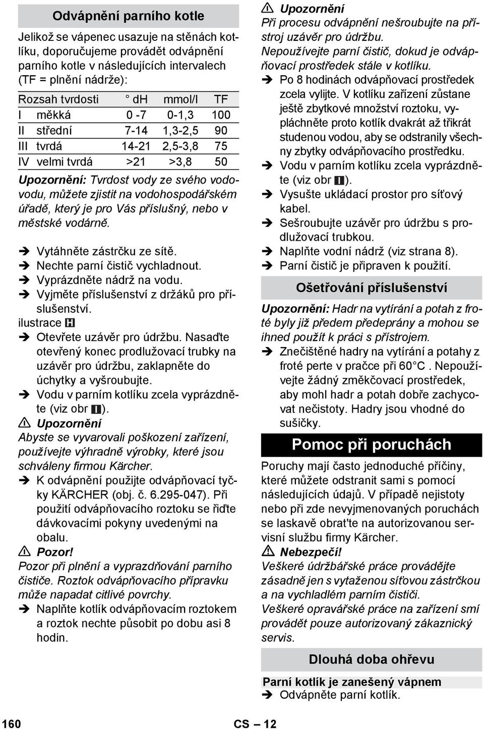 Vás příslušný, nebo v městské vodárně. Vytáhněte zástrčku ze sítě. Nechte parní čistič vychladnout. Vyprázdněte nádrž na vodu. Vyjměte příslušenství z držáků pro příslušenství.