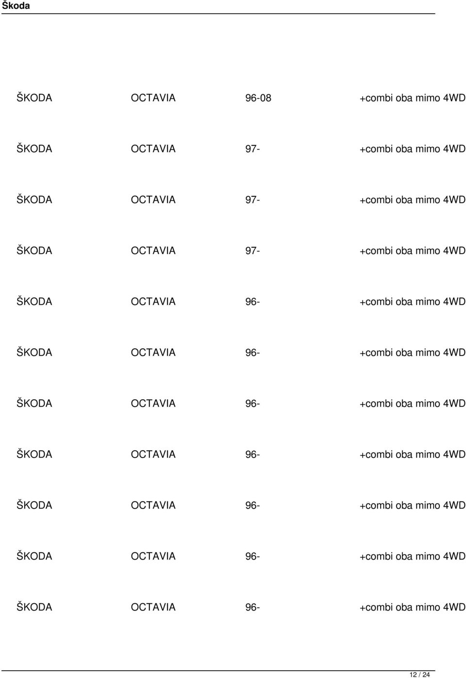 +combi oba mimo 4WD ŠKODA OCTAVIA 96- +combi oba mimo 4WD ŠKODA OCTAVIA 96- +combi oba mimo 4WD ŠKODA