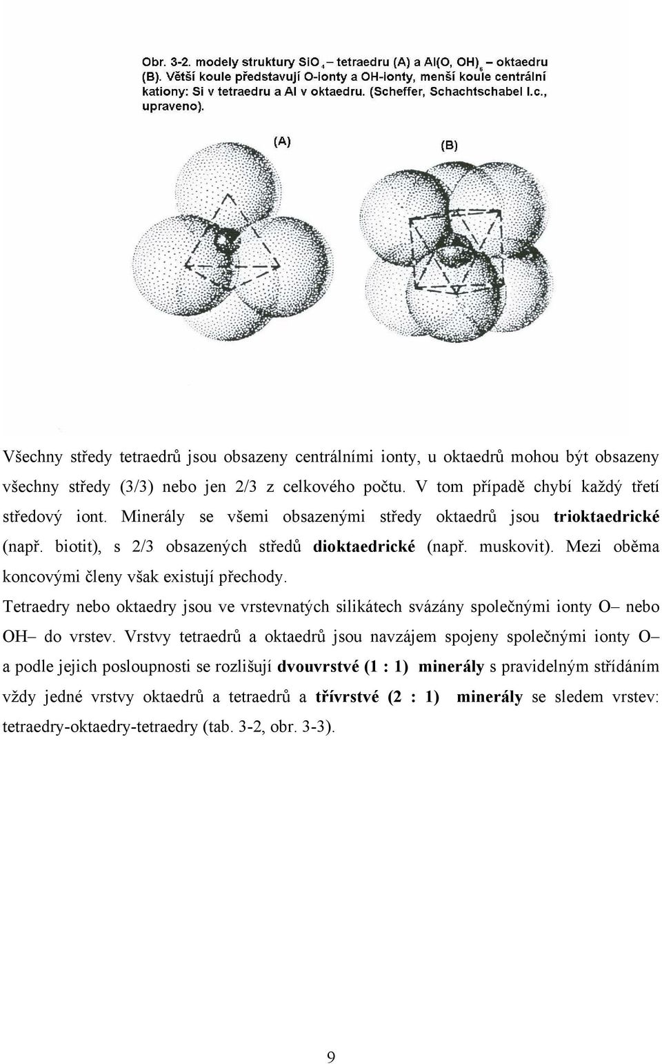 Tetraedry nebo oktaedry jsou ve vrstevnatých silikátech svázány společnými ionty O nebo OH do vrstev.