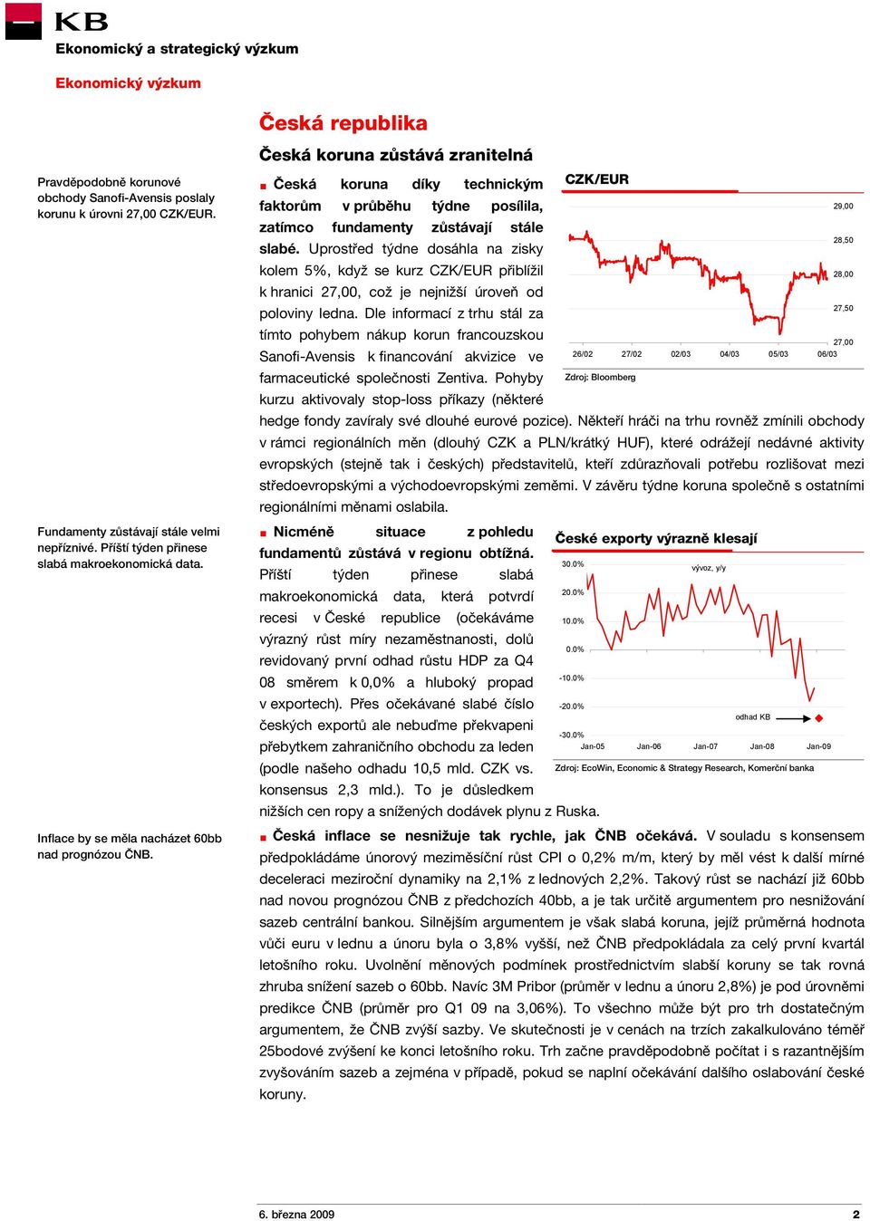 Česká koruna díky technickým faktorům v průběhu týdne posílila, zatímco fundamenty zůstávají stále slabé.