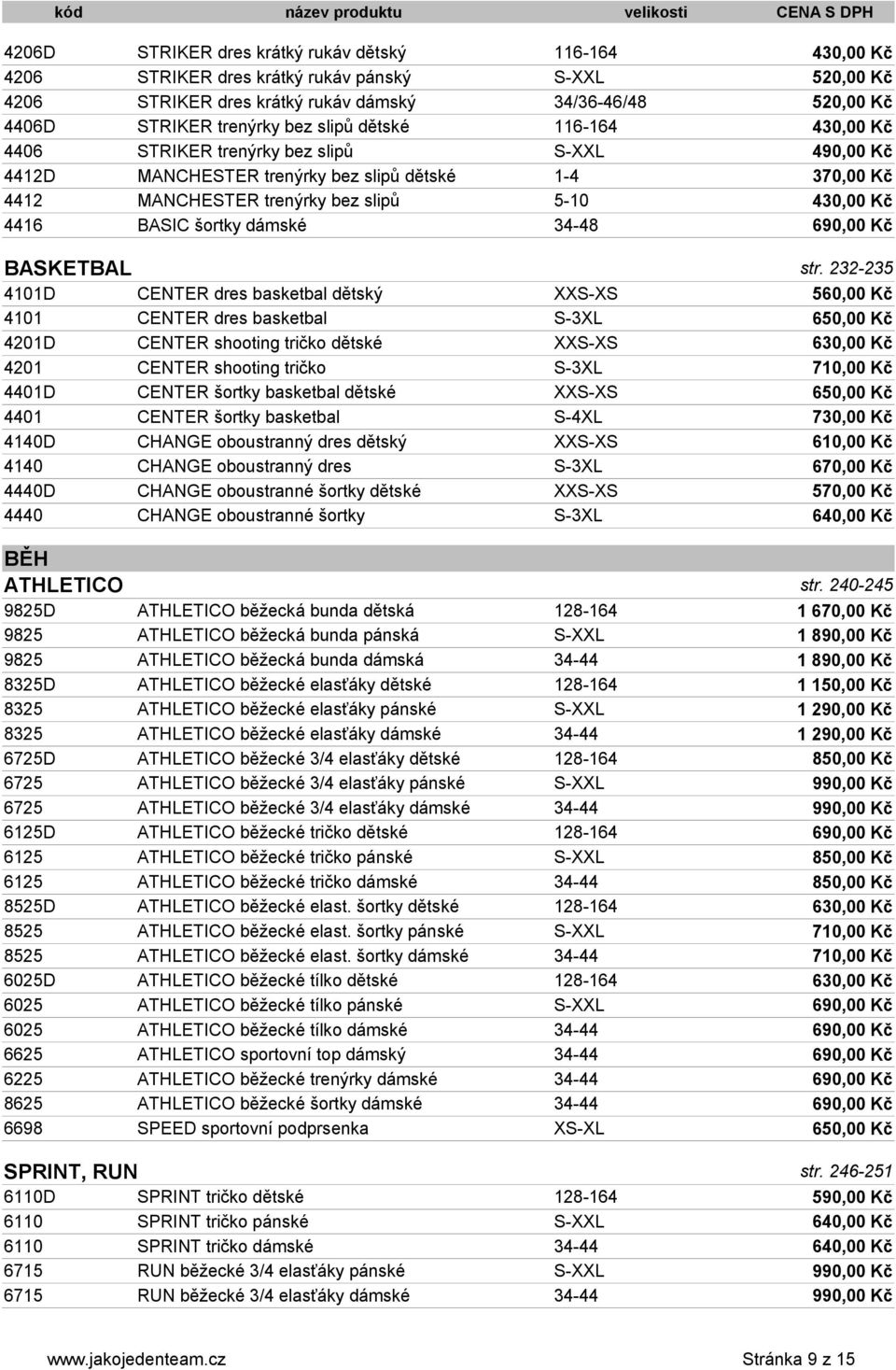 šortky dámské 34-48 690,00 Kč BASKETBAL str.