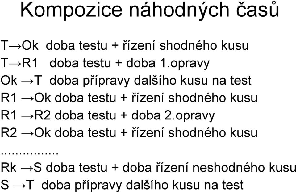 opravy Ok T doba přípravy dalšího kusu na test R1 Ok doba testu + řízení shodného