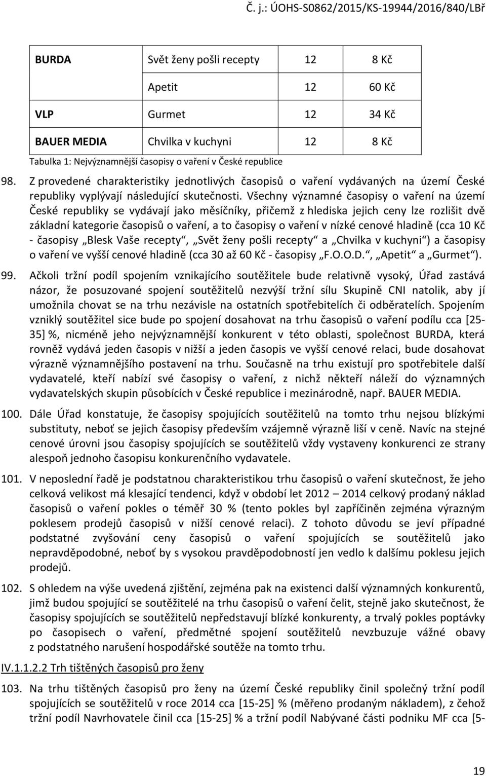 Všechny významné časopisy o vaření na území České republiky se vydávají jako měsíčníky, přičemž z hlediska jejich ceny lze rozlišit dvě základní kategorie časopisů o vaření, a to časopisy o vaření v