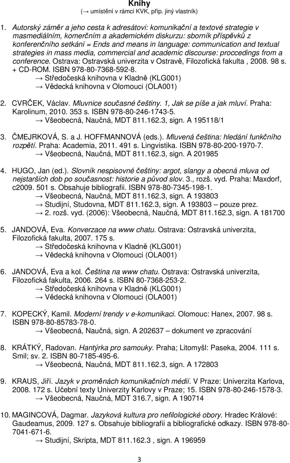 communication and textual strategies in mass media, commercial and academic discourse: proccedings from a conference. Ostrava: Ostravská univerzita v Ostravě, Filozofická fakulta, 2008. 98 s.