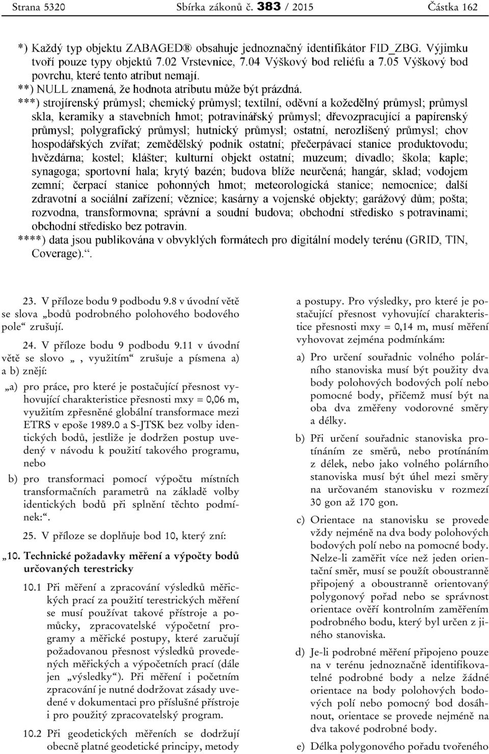 11 v úvodní větě se slovo, využitím zrušuje a písmena a) a b) znějí: a) pro práce, pro které je postačující přesnost vyhovující charakteristice přesnosti mxy = 0,06 m, využitím zpřesněné globální