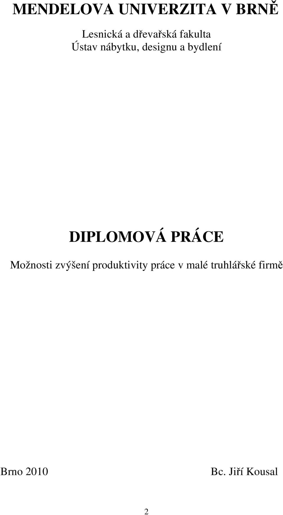 DIPLOMOVÁ PRÁCE Možnosti zvýšení produktivity