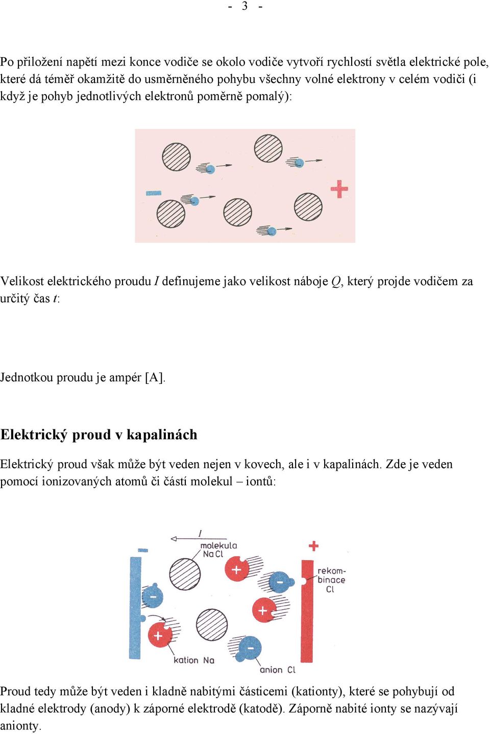 proudu je ampér [A]. Elektrický proud v kapalinách Elektrický proud však může být veden nejen v kovech, ale i v kapalinách.