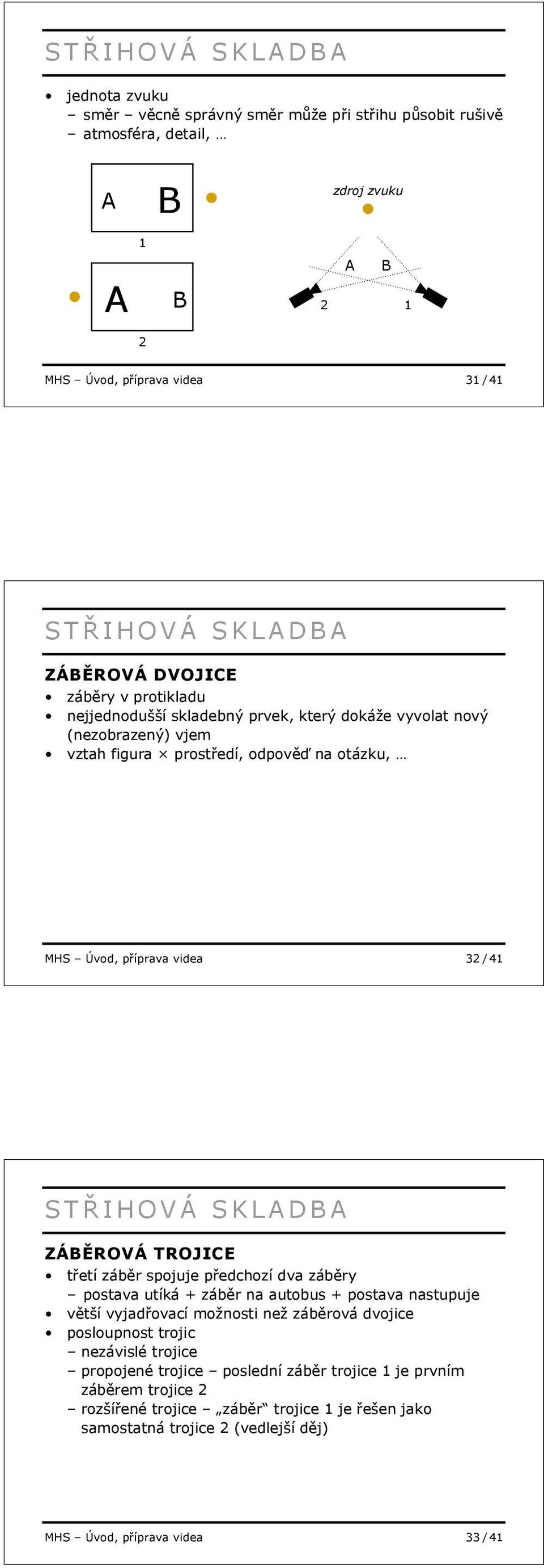 etí záb r spojuje p edchozí dva záb ry postava utíká + záb r na autobus + postava nastupuje v tší vyjad ovací možnosti než záb rová dvojice posloupnost trojic nezávislé trojice