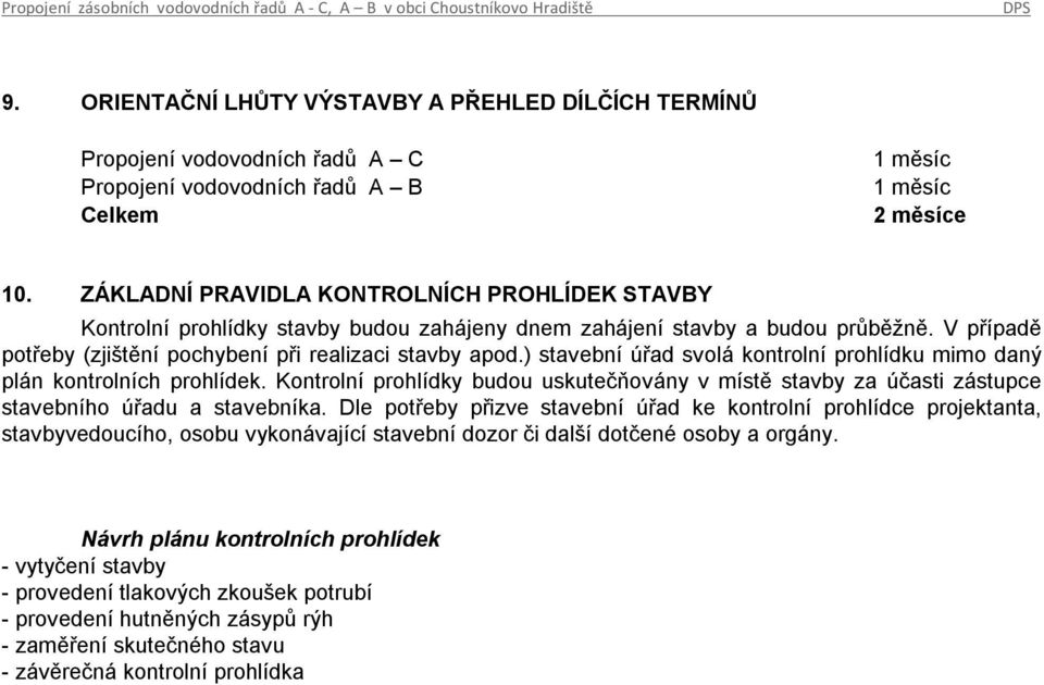 ) stavební úřad svolá kontrolní prohlídku mimo daný plán kontrolních prohlídek. Kontrolní prohlídky budou uskutečňovány v místě stavby za účasti zástupce stavebního úřadu a stavebníka.