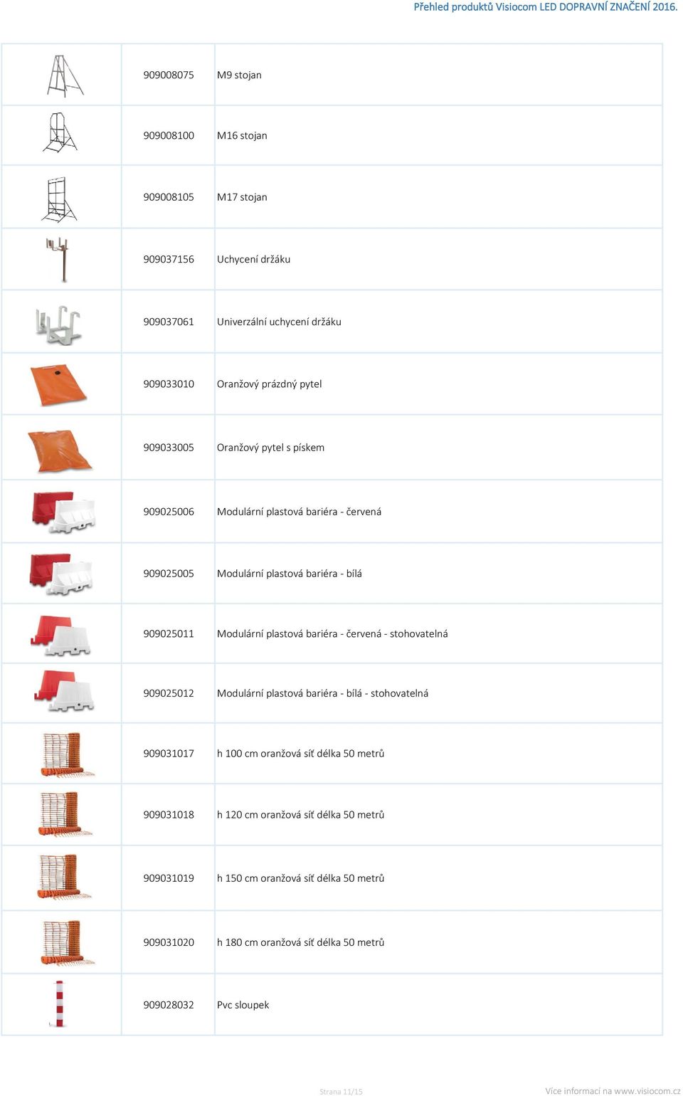 plastová bariéra - červená - stohovatelná 909025012 Modulární plastová bariéra - bílá - stohovatelná 909031017 h 100 cm oranžová síť délka 50 metrů