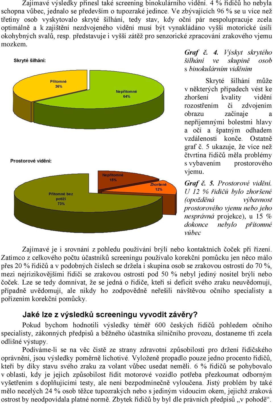 motorické úsilí okohybných svalů, resp. představuje i vyšší zátěž pro senzorické zpracování zrakového vjemu mozkem. Graf č. 4.