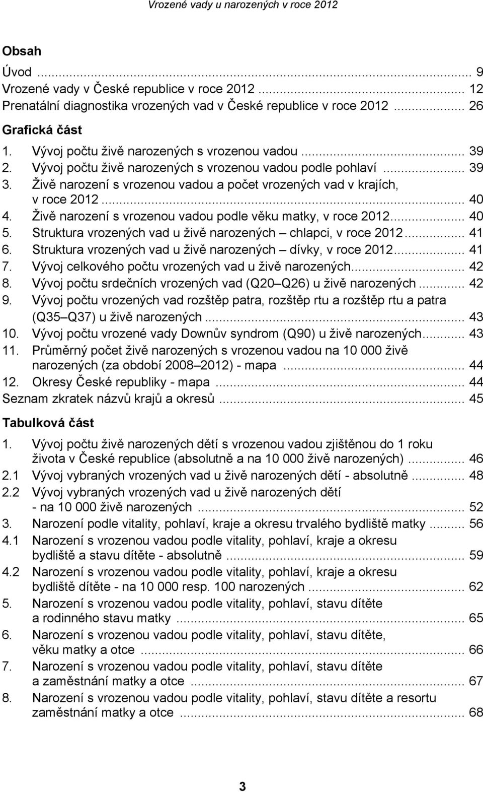 Živě narození s vrozenou vadou podle věku matky, v roce 2012... 40 5. Struktura vrozených vad u živě narozených chlapci, v roce 2012... 41 6.