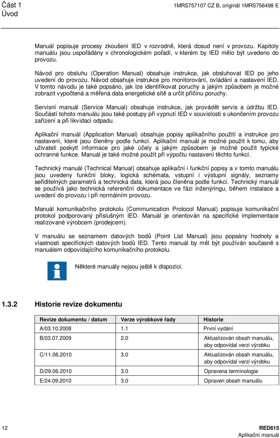 Návod pro obsluhu (Operation Manual) obsahuje instrukce, jak obsluhovat IED po jeho uvedení do provozu. Návod obsahuje instrukce pro monitorování, ovládání a nastavení IED.