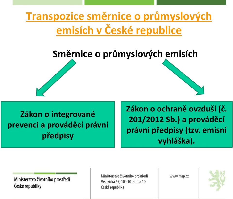 integrované prevenci a prováděcí právní předpisy Zákon o