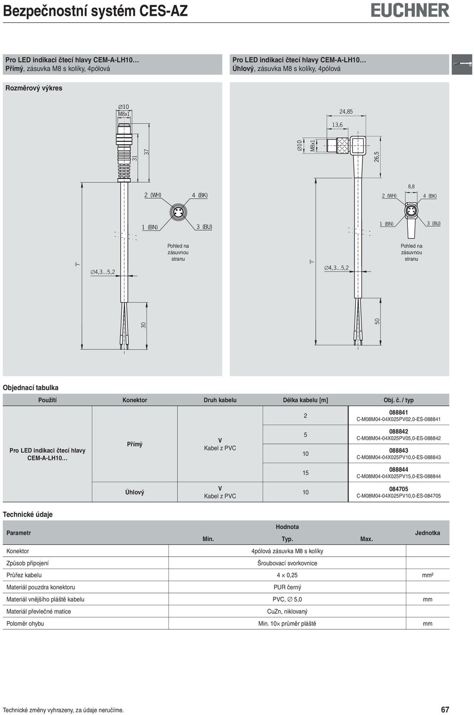 / typ 2 088841 C-M08M04-04X02P02,0-ES-088841 Pro LED indikaci čtecí hlavy CEM-A-LH 088842 C-M08M04-04X02P0,0-ES-088842 08884 C-M08M04-04X02P,0-ES-08884 1 088844