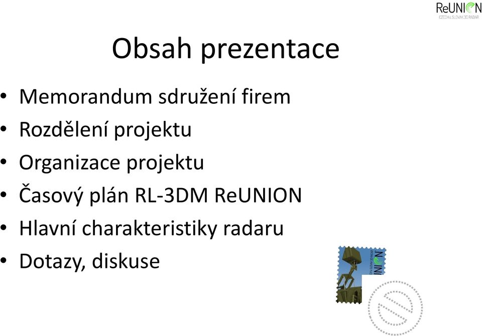 projektu Časový plán RL-3DM ReUNION