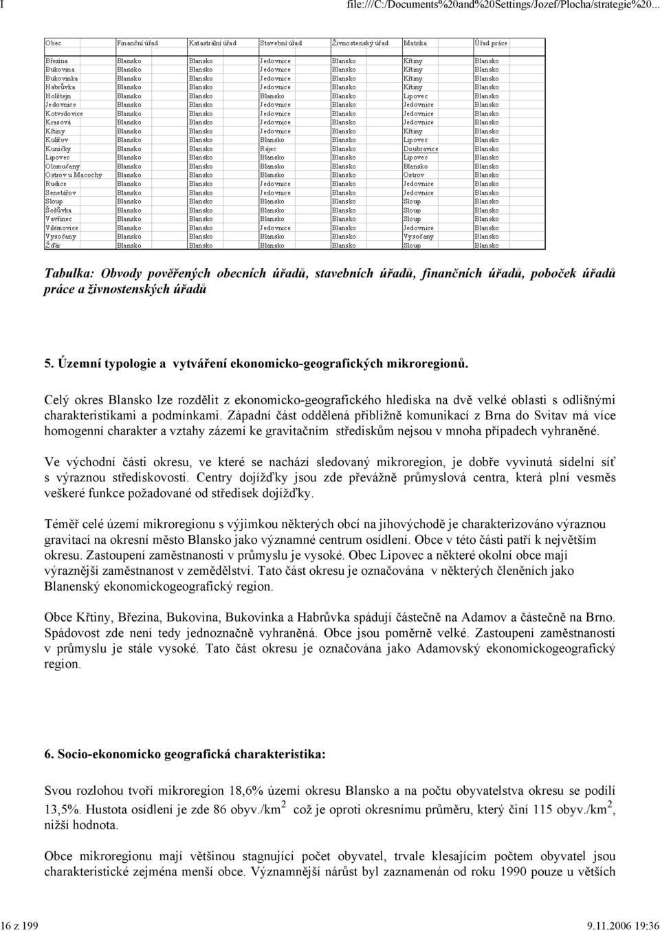 Západní část oddělená přibližně komunikací z Brna do Svitav má více homogenní charakter a vztahy zázemí ke gravitačním střediskům nejsou v mnoha případech vyhraněné.