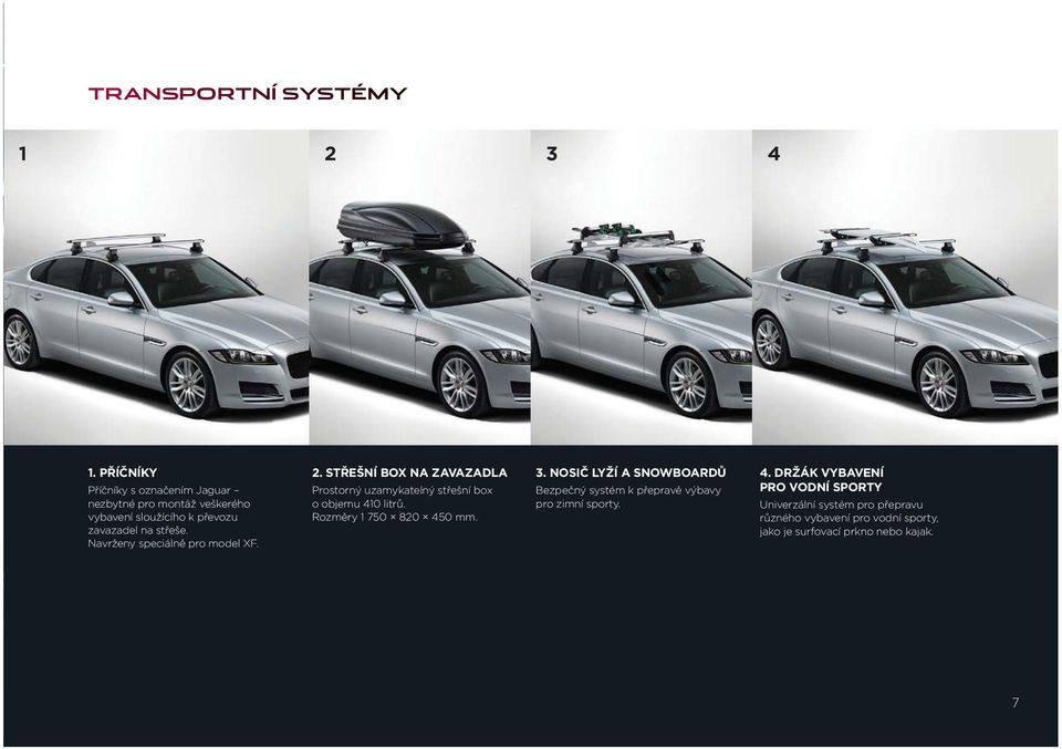 Navrženy speciálně pro model XF. 2. STŘEŠNÍ BOX NA ZAVAZADLA Prostorný uzamykatelný střešní box o objemu 410 litrů.