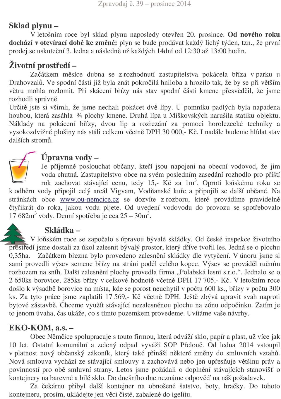 Ve spodní ásti již byla znát pokroilá hniloba a hrozilo tak, že by se pi vtším vtru mohla rozlomit. Pi skácení bízy nás stav spodní ásti kmene pesvdil, že jsme rozhodli správn.