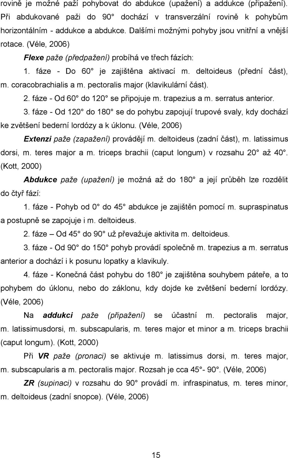 coracobrachialis a m. pectoralis major (klavikulární část). 2. fáze - Od 60 do 120 se připojuje m. trapezius a m. serratus anterior. 3.