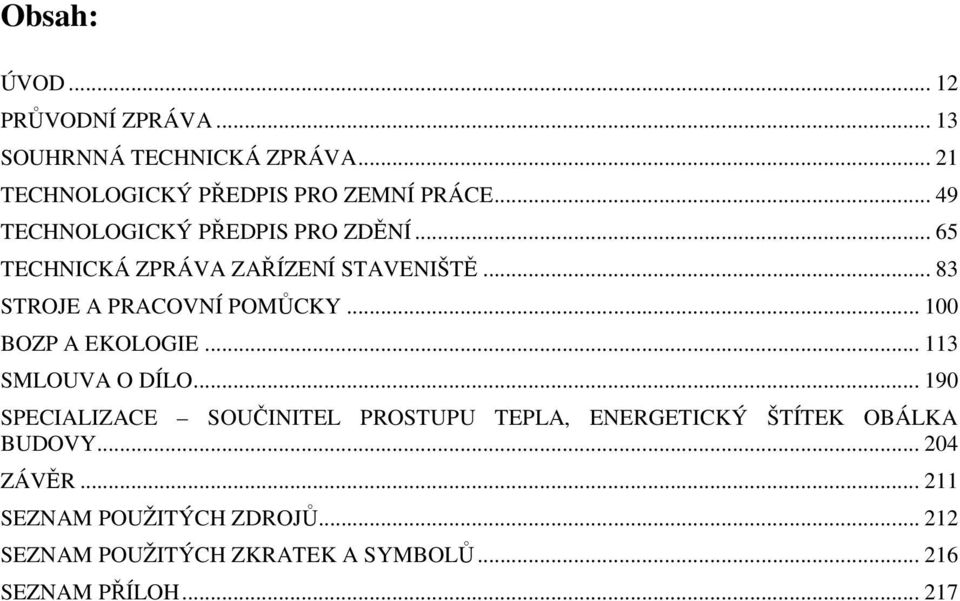.. 100 BOZP A EKOLOGIE... 113 SMLOUVA O DÍLO.