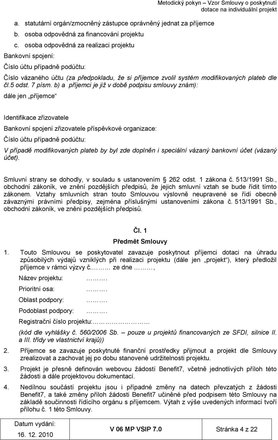 modifikovaných plateb dle čl.5 odst. 7 písm.