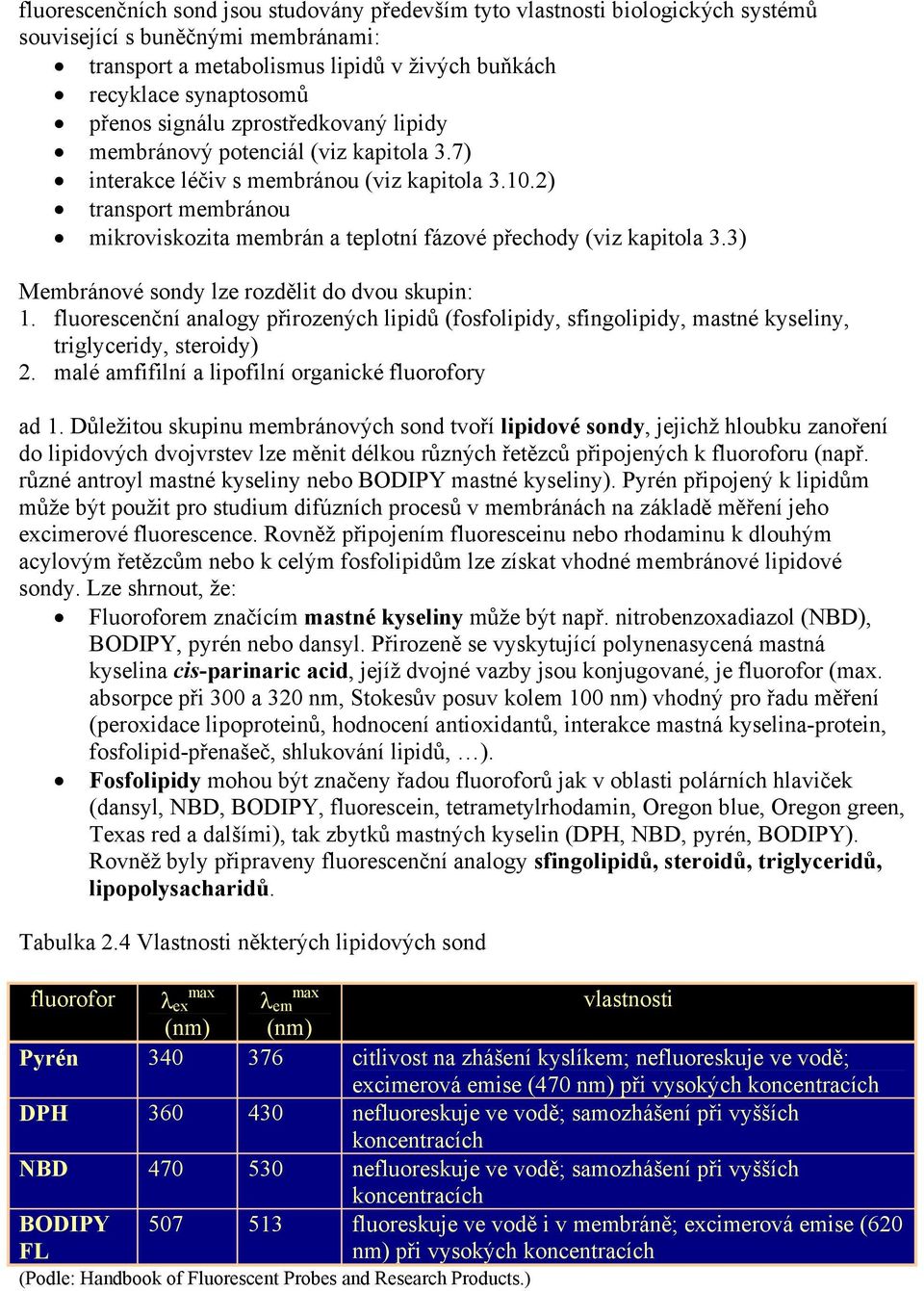 2) transport membránou mikroviskozita membrán a teplotní fázové přechody (viz kapitola 3.3) Membránové sondy lze rozdělit do dvou skupin: 1.