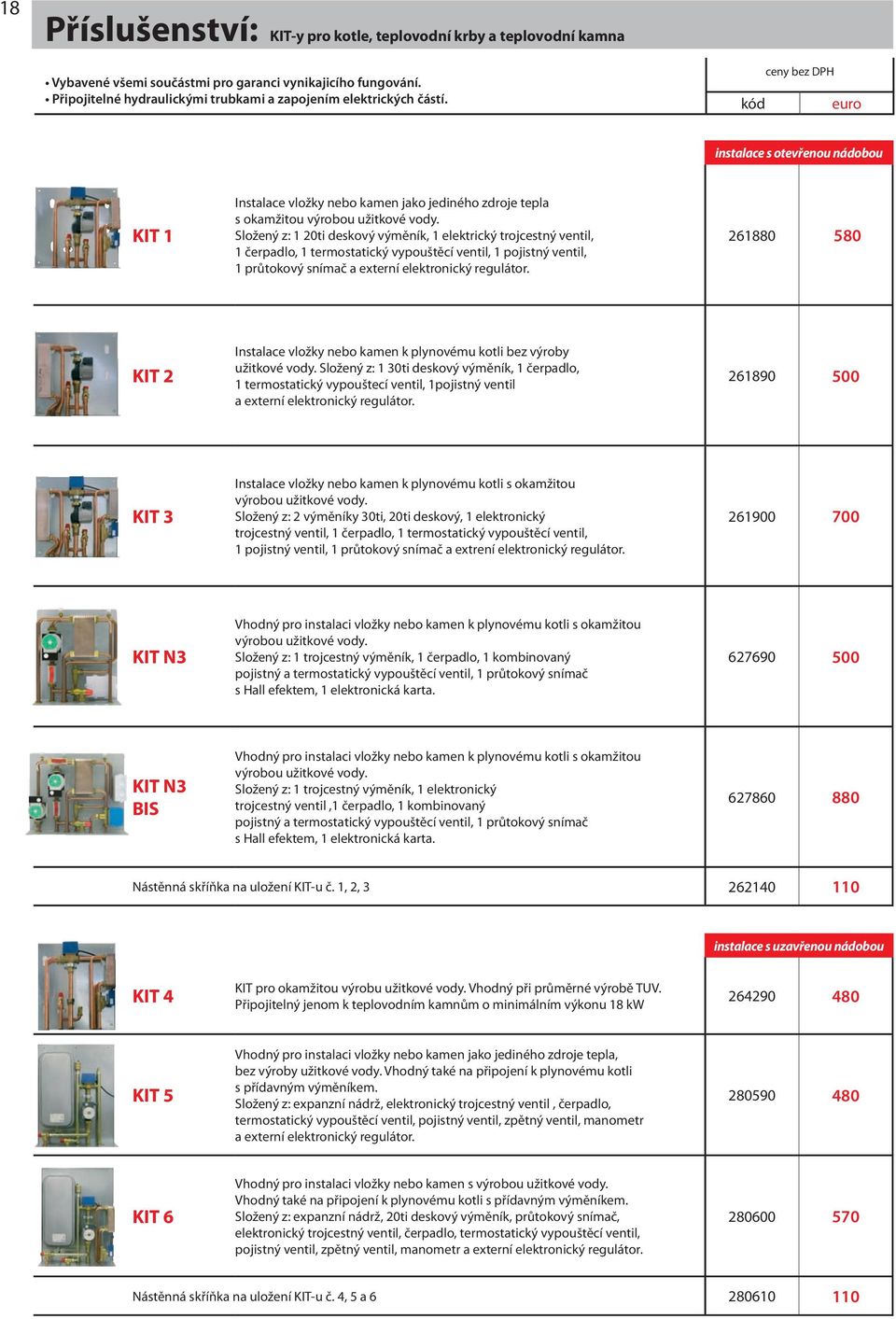 261880 580 KIT 2 Instalace vložky nebo kamen k plynovému kotli bez výroby užitkové vody.