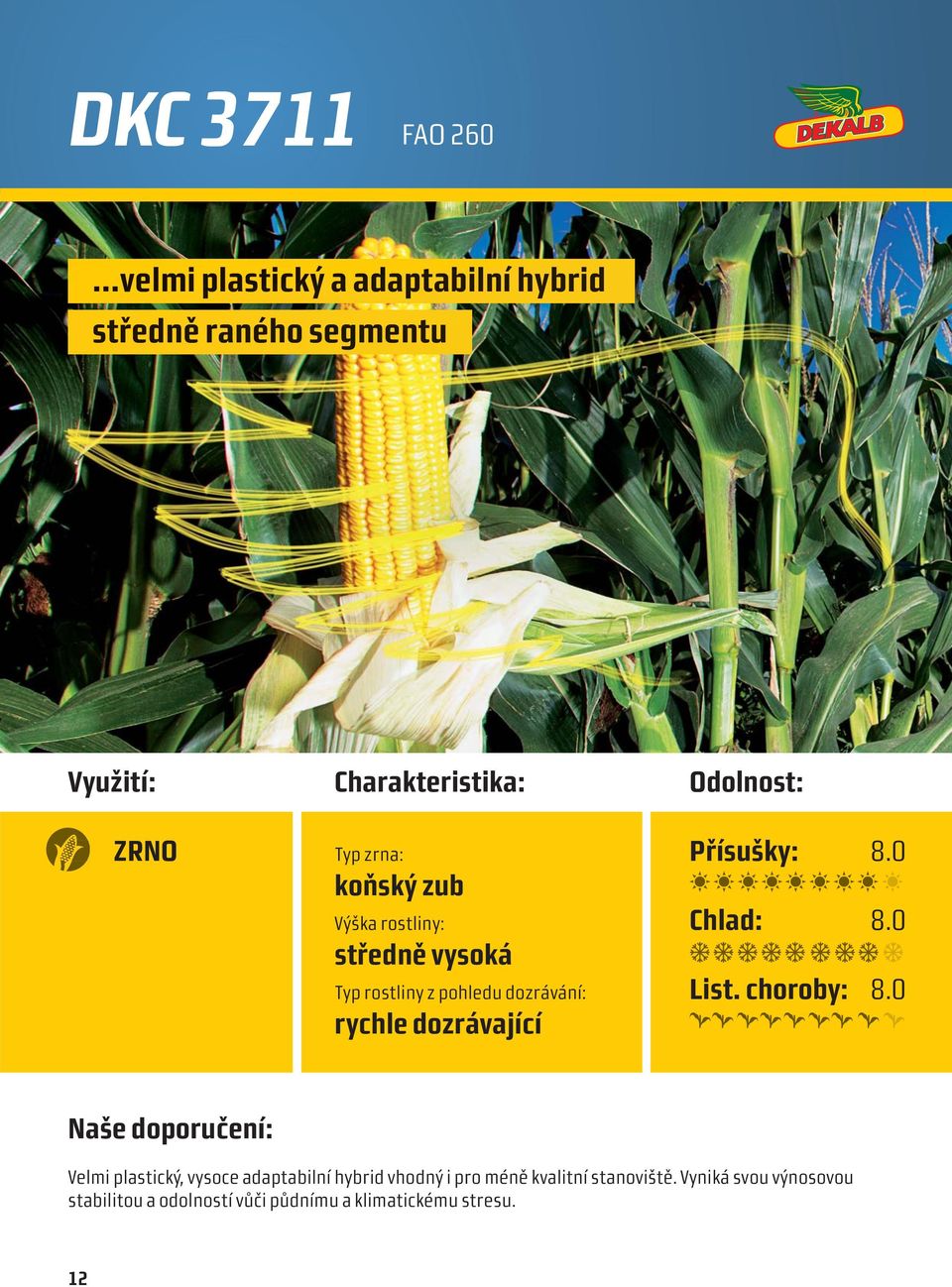 zub Výška rostliny: středně vysoká Typ rostliny z pohledu dozrávání: rychle dozrávající Odolnost: Přísušky: 8.