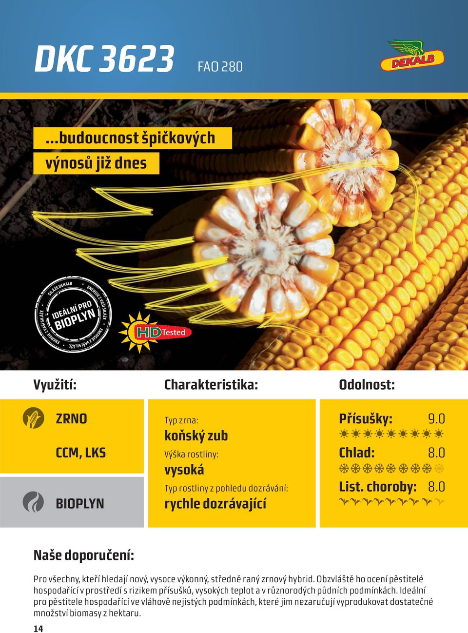 0 Naše doporučení: Pro všechny, kteří hledají nový, vysoce výkonný, středně raný zrnový hybrid.