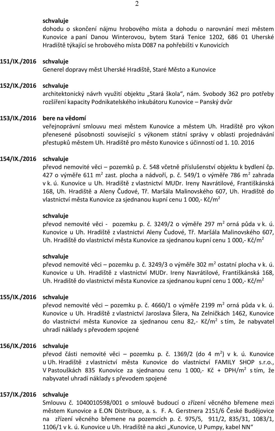 Svobody 362 pro potřeby rozšíření kapacity Podnikatelského inkubátoru Kunovice Panský dvůr veřejnoprávní smlouvu mezi městem Kunovice a městem Uh.