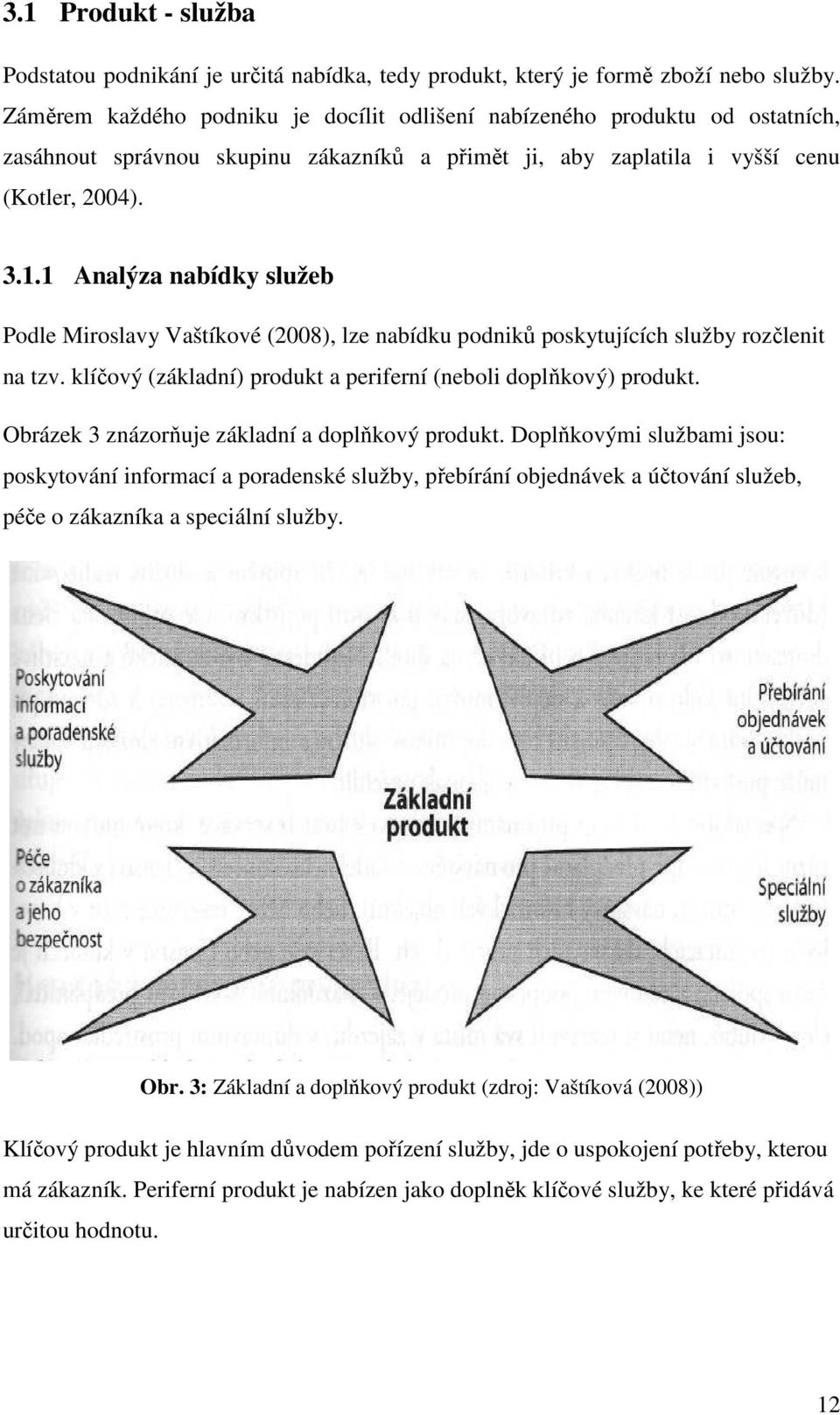 1 Analýza nabídky služeb Podle Miroslavy Vaštíkové (2008), lze nabídku podniků poskytujících služby rozčlenit na tzv. klíčový (základní) produkt a periferní (neboli doplňkový) produkt.