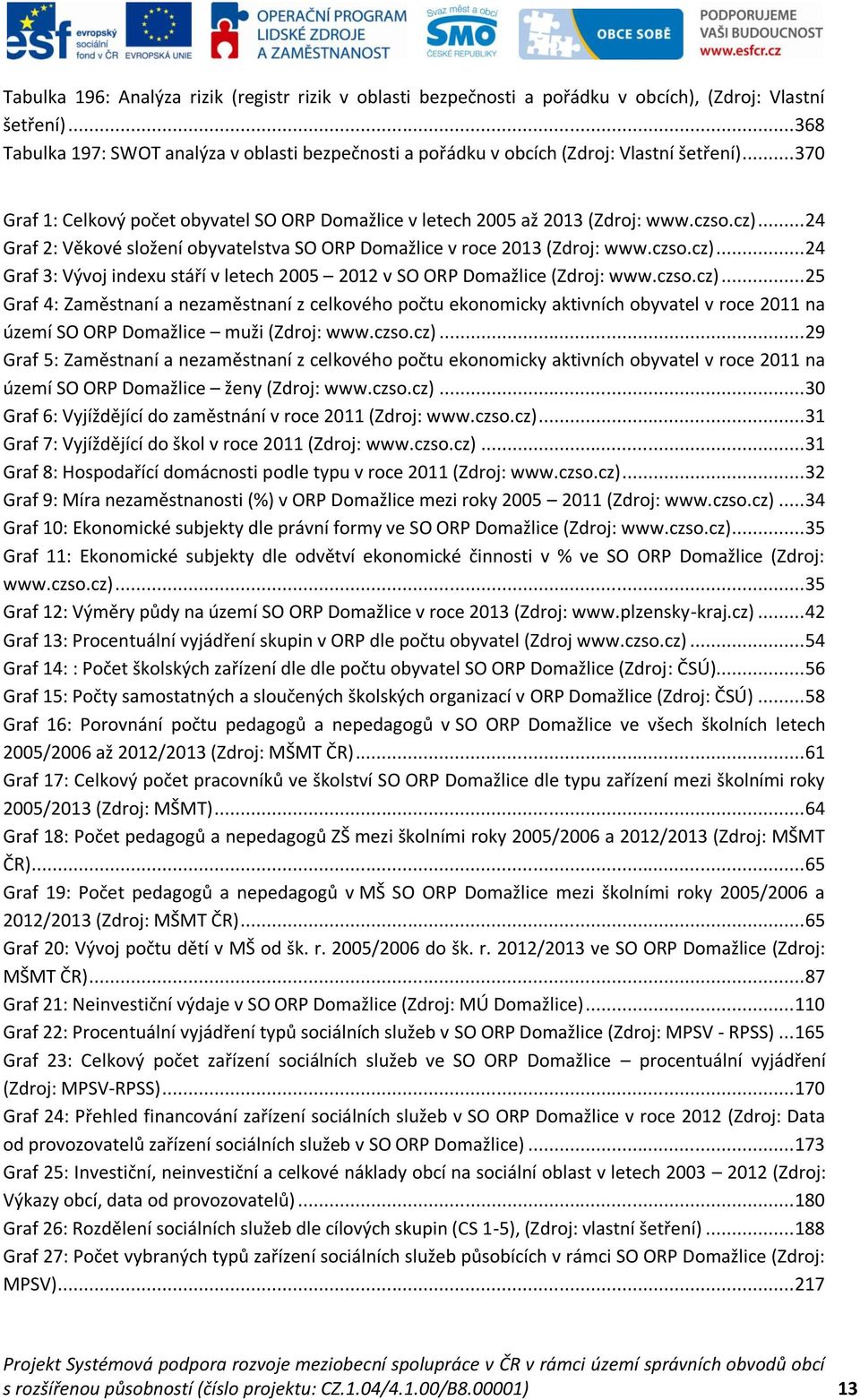 .. 24 Graf 2: Věkové složení obyvatelstva SO ORP Domažlice v roce 2013 (Zdroj: www.czso.cz).