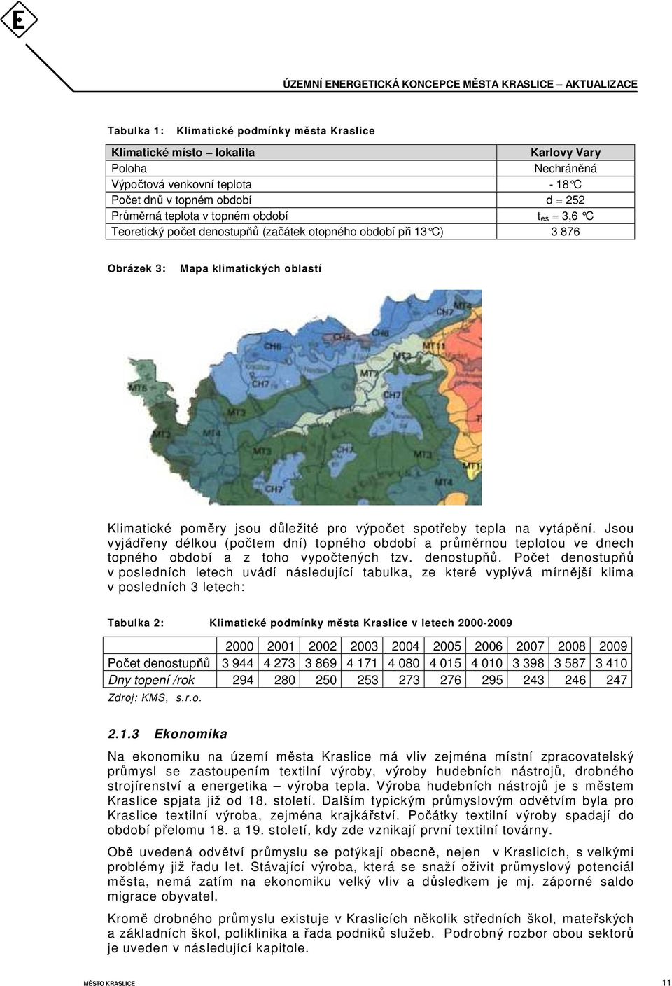 Jsou vyjádřeny délkou (počtem dní) topného období a průměrnou teplotou ve dnech topného období a z toho vypočtených tzv. denostupňů.