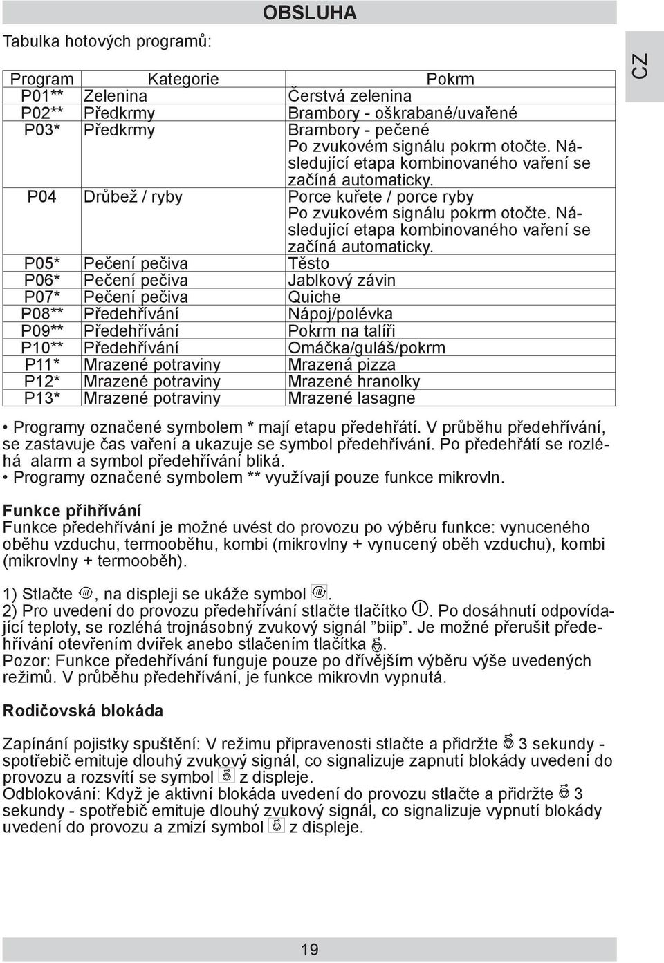 Následující etapa kombinovaného vaření se začíná automaticky.