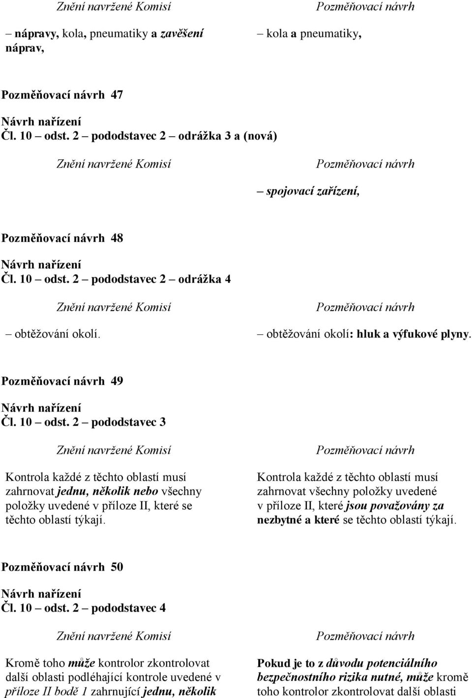 2 pododstavec 3 Kontrola každé z těchto oblastí musí zahrnovat jednu, několik nebo všechny položky uvedené v příloze II, které se těchto oblastí týkají.