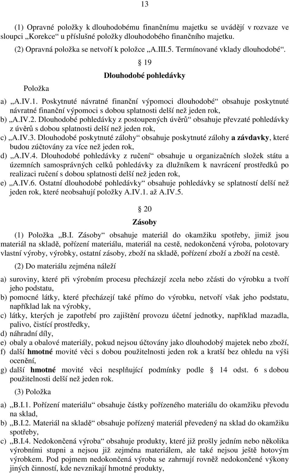 IV.2. Dlouhodobé pohledávky z postoupených úvěrů obsahuje převzaté pohledávky z úvěrů s dobou splatnosti delší než jeden rok, c) A.IV.3.