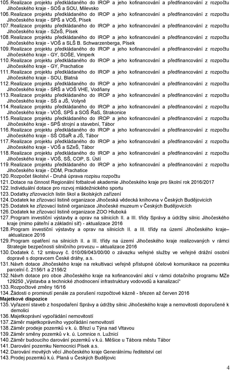 Realizace projektu předkládaného do IROP a jeho kofinancování a předfinancování z rozpočtu Jihočeského kraje - SZeŠ, Písek 108.