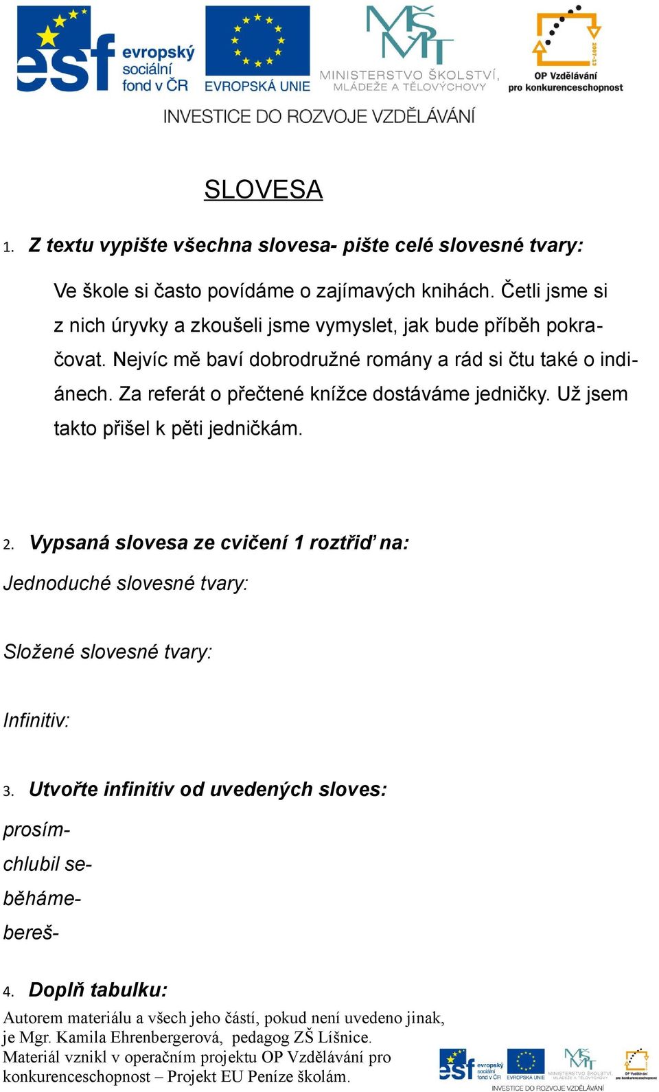 Nejvíc mě baví dobrodružné romány a rád si čtu také o indiánech. Za referát o přečtené knížce dostáváme jedničky.