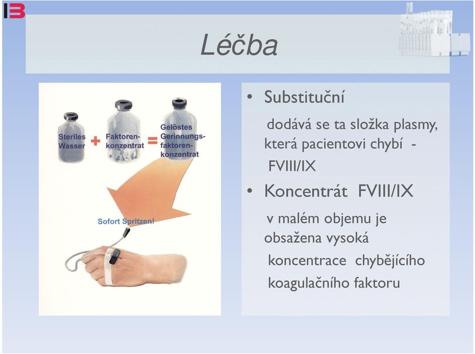 Koncentrát FVIII/IX v malém objemu je