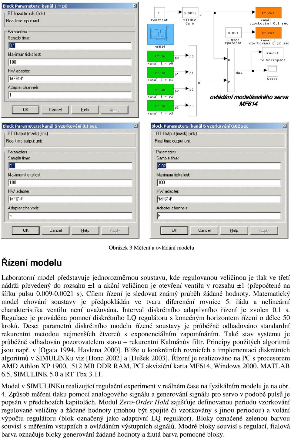 ovládání modelu Řízení modelu Laboratorní model představuje jednorozměrnou soustavu, kde regulovanou veličinou je tlak ve třetí nádrži převedený do rozsahu ±1 a akční veličinou je otevření ventilu v