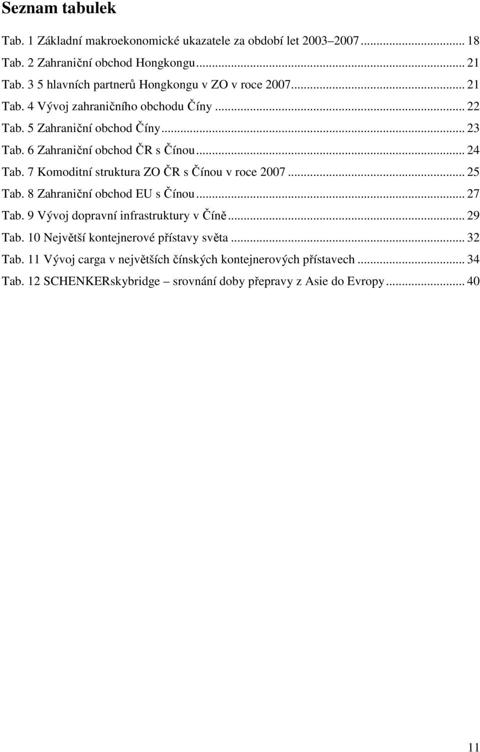 6 Zahraniční obchod ČR s Čínou... 24 Tab. 7 Komoditní struktura ZO ČR s Čínou v roce 2007... 25 Tab. 8 Zahraniční obchod EU s Čínou... 27 Tab.