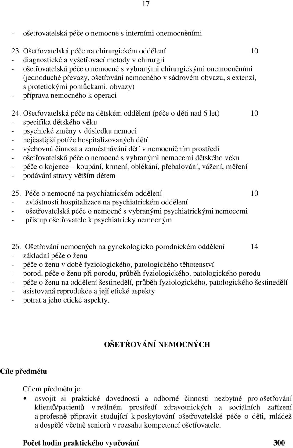 nemocného v sádrovém obvazu, s extenzí, s protetickými pomůckami, obvazy) - příprava nemocného k operaci 24.