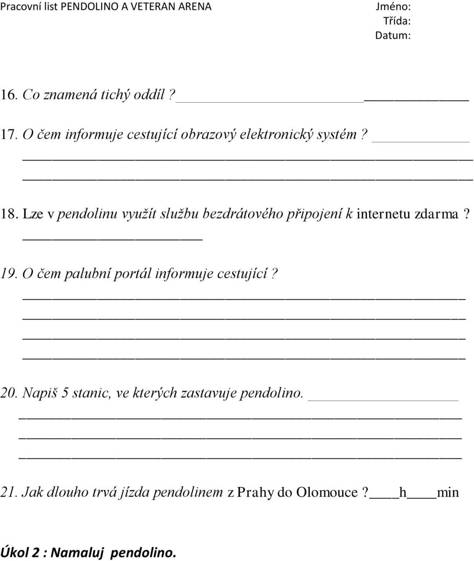 O čem palubní portál informuje cestující? 20.