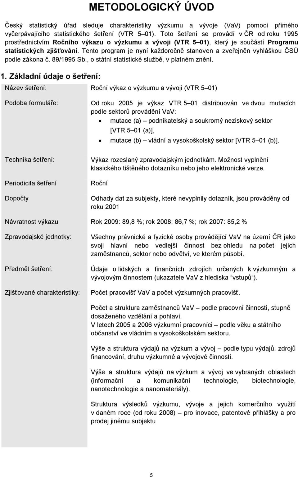 Tento program je nyní každoročně stanoven a zveřejněn vyhláškou ČSÚ podle zákona č. 89/1995 Sb., o státní statistické službě, v platném znění. 1.