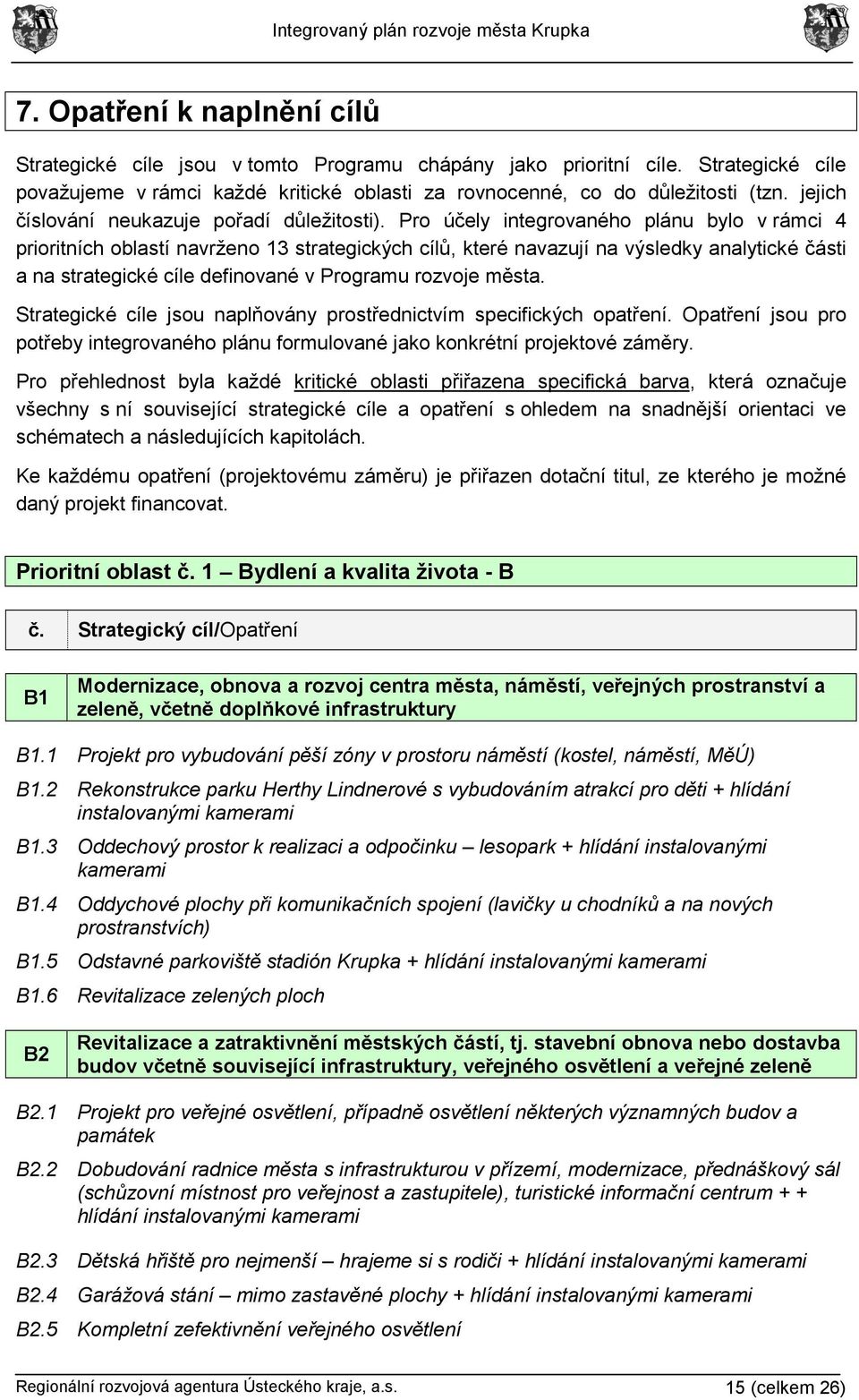 Pro účely integrovaného plánu bylo v rámci 4 prioritních oblastí navrženo 13 strategických cílů, které navazují na výsledky analytické části a na strategické cíle definované v Programu rozvoje města.