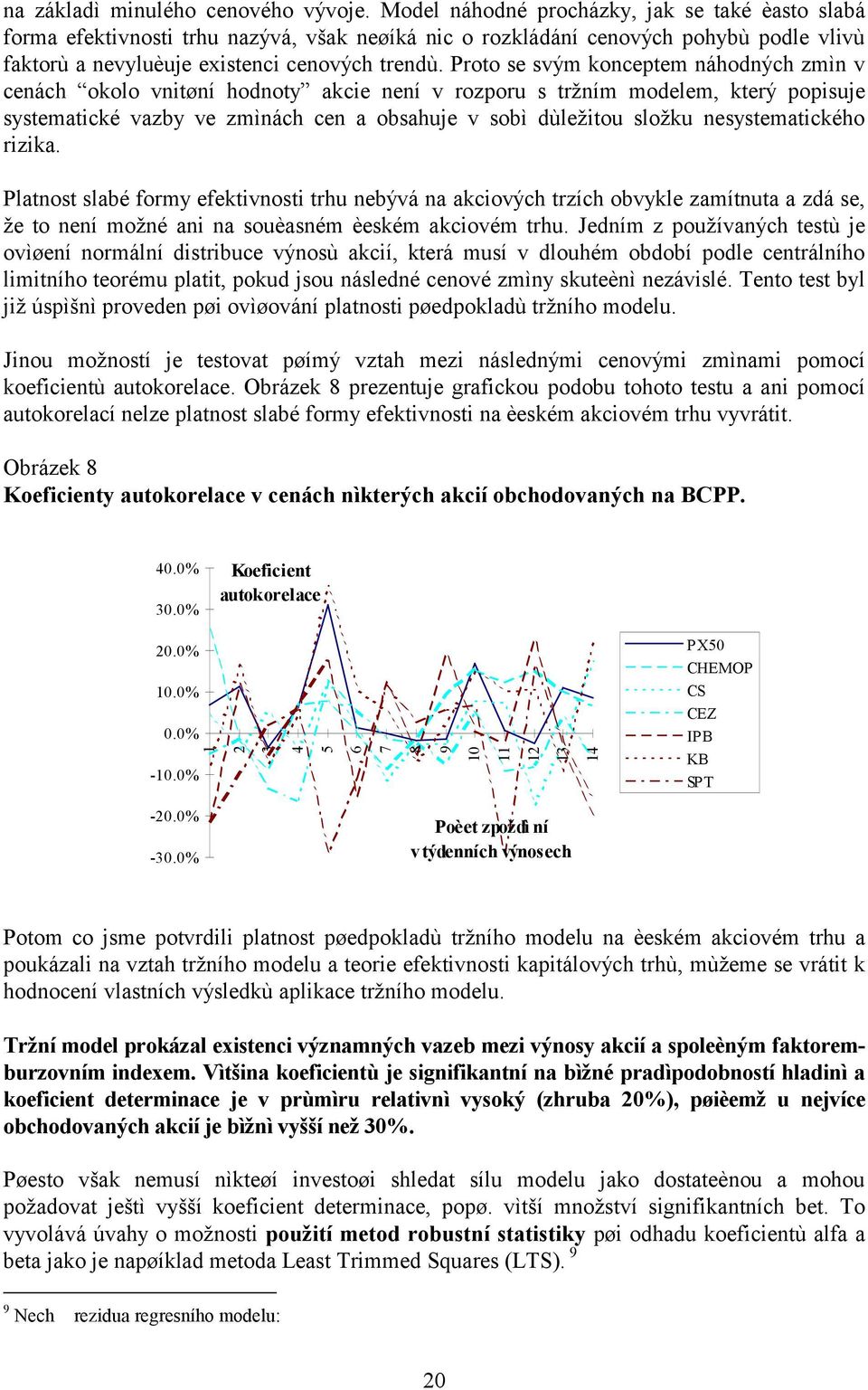 sobì dùležitou složku nesystematického rizika Platnost slabé formy efektivnosti trhu nebývá na akciových trzích obvykle zamítnuta a zdá se, že to není možné ani na souèasném èeském akciovém trhu