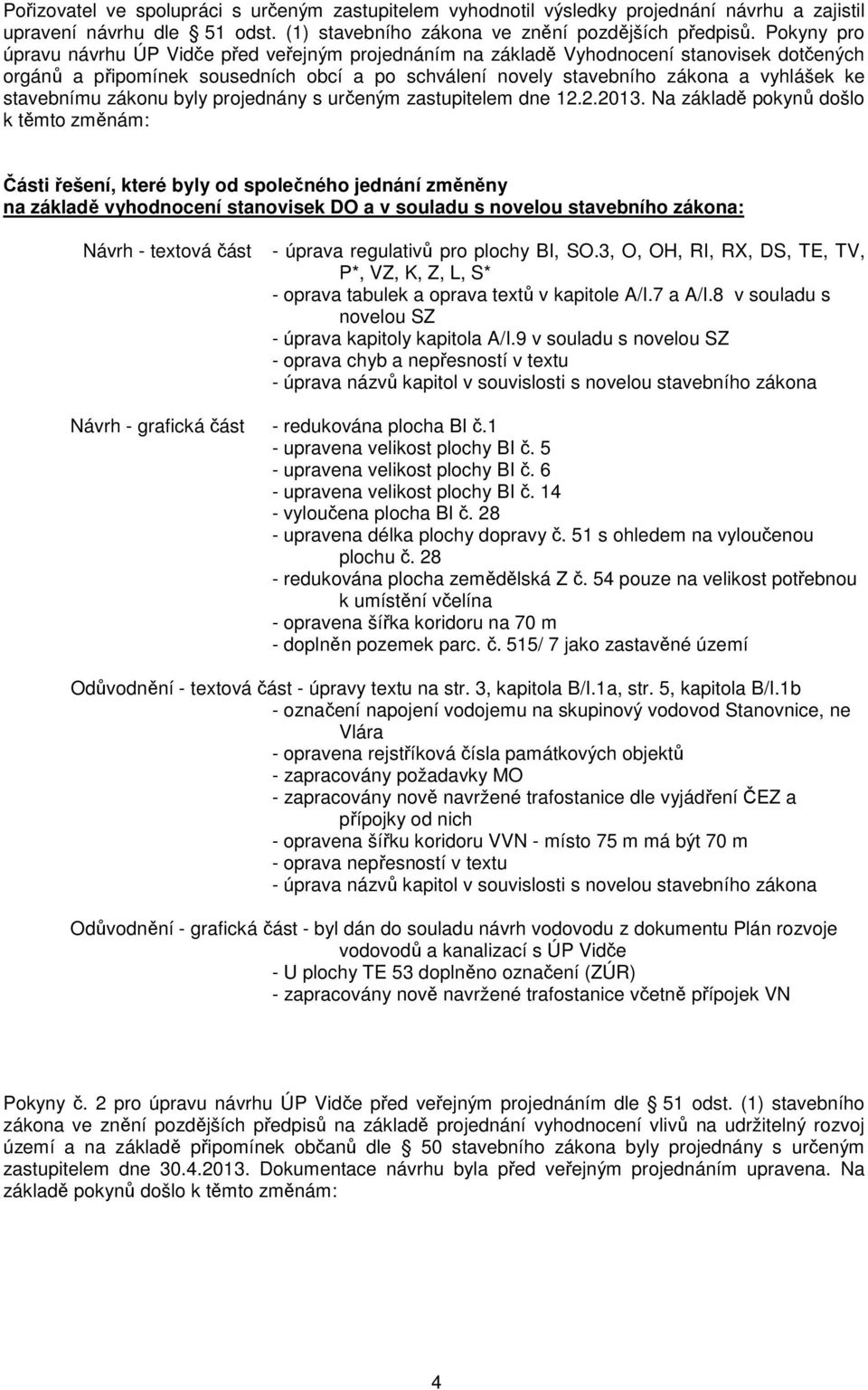 stavebnímu zákonu byly projednány s určeným zastupitelem dne 12.2.2013.