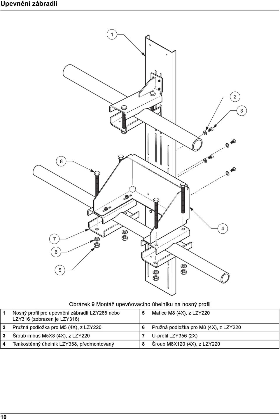 (4X), z LZY220 6 Pružná podložka pro M8 (4X), z LZY220 3 Šroub imbus M5X8 (4X), z LZY220 7