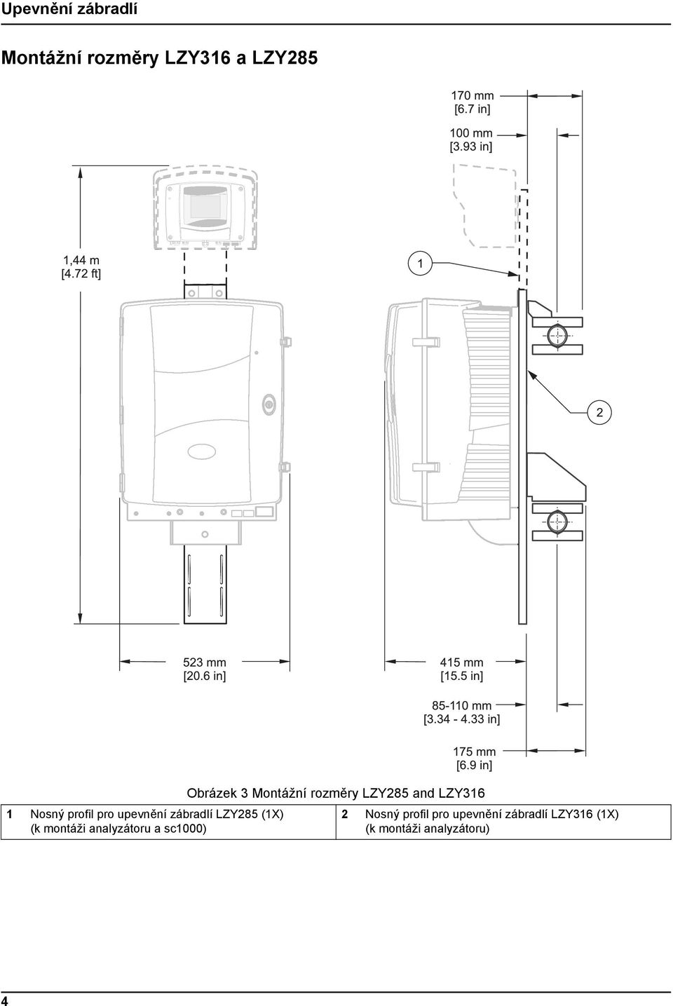 sc1000) Obrázek 3 Montážní rozměry LZY285 and LZY316 2